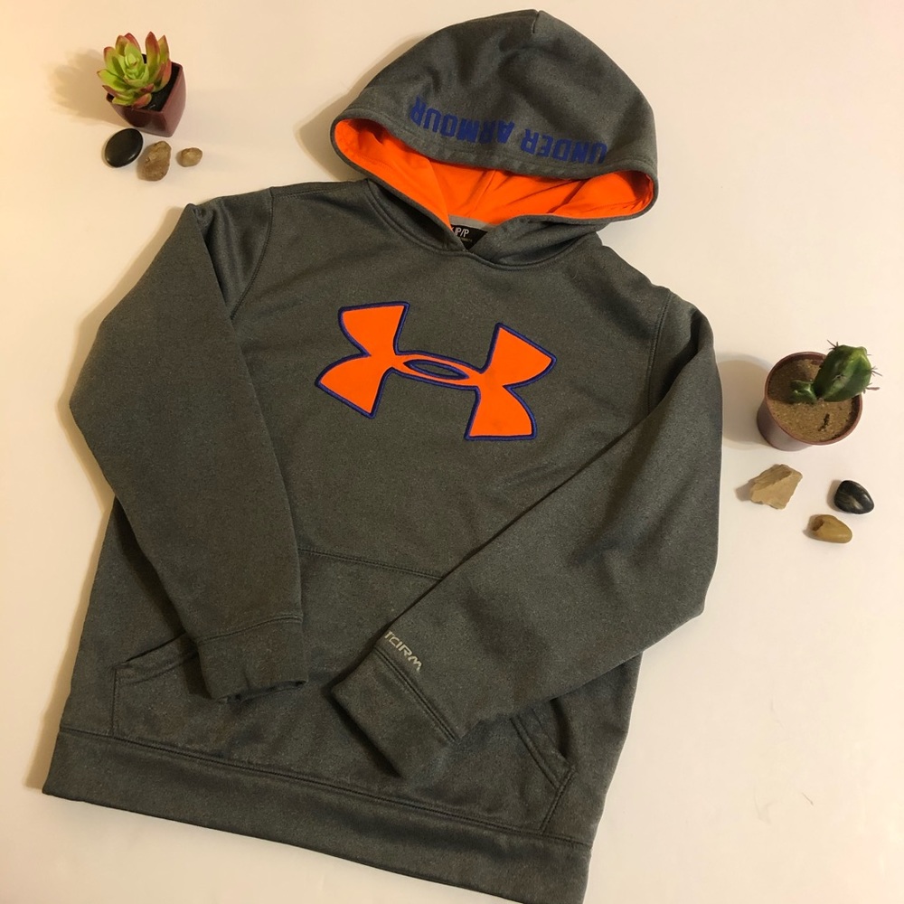 Warm UNDER ARMOUR  hoodie.. grey & orange